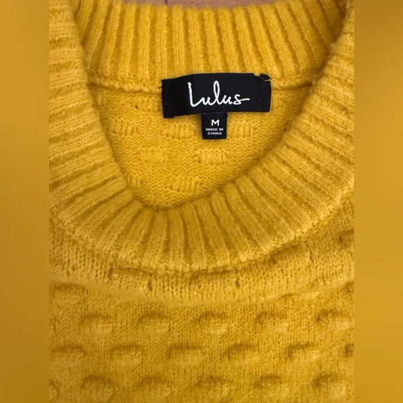 Lulus Always With Me Mustard Yellow Bubble Knit Mini Sweater Dress Size Medium - Picture 8 of 10